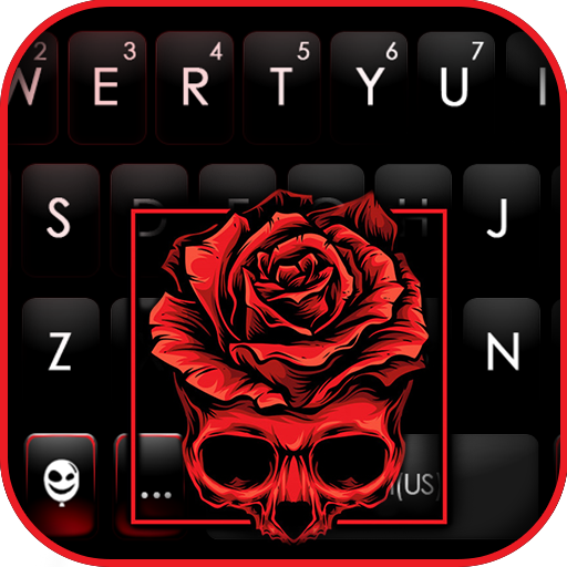 Skull Rose Black Keyboard Back logo