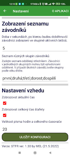 Android application STFT - Běžecká štafeta screenshort