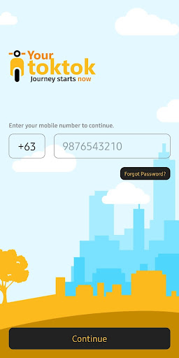 Android application toktok driver screenshort