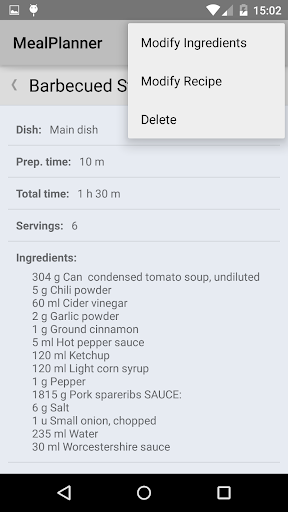 Meal Planner - Shopping list