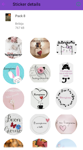 Android application buongiorno e notte stickers screenshort