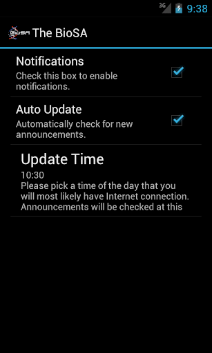 The BioSA App Screen 3
