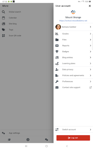 Screenshot of Moodle