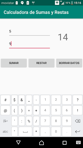 Calculadora de sumas y restas