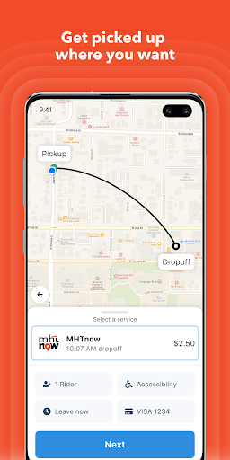 MHTNow! On-Demand Transit Screen 2