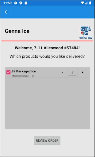 Genna Ice Xpress Ordering Screen 2