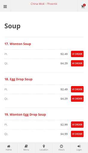 China Wok - Phoenix Ordering Screen 3