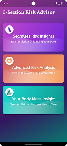 Android application C-Section Risk Predictor screenshort