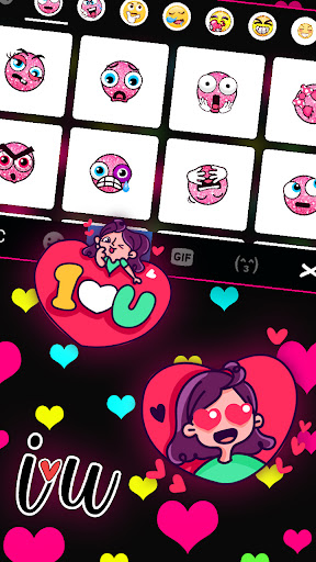 Colorful Love Hearts Keyboard Screen 3
