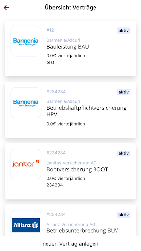 Android application Mewes Vertragsmanager screenshort