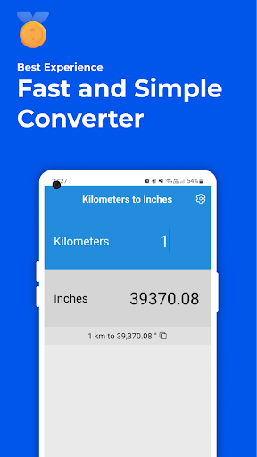 Android application Kilometers to Inches Converter screenshort