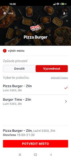 Android application Pizza Burger Zlín screenshort