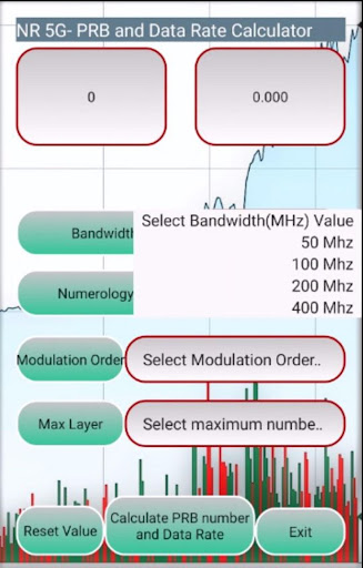 NR 5G - PRB and Data Rate Cal Screen 3