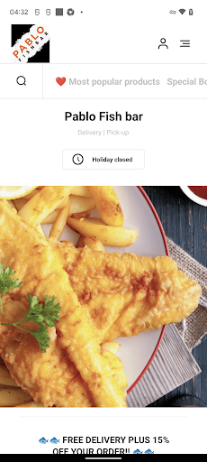 Android application Pablo Fish Bar Wolverhampton screenshort