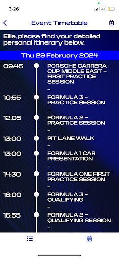 Williams Events Screen 3
