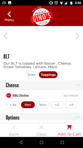 Screenshot of Original Gino’s Pizza