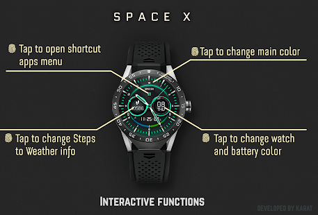 Captura de tela interativa do mostrador do relógio Space-X