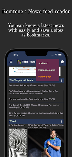 Android application Remtene : News feed reader screenshort