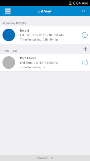 Android application Valley Irrigation Run Time screenshort