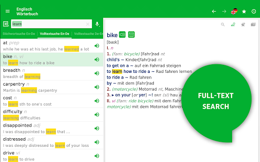 German dictionary - With large vocabulary