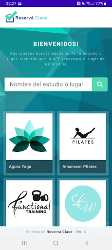 Android application Reserva Clase screenshort