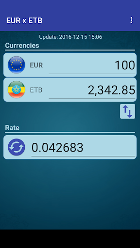 Android application Euro x Ethiopian Birr screenshort