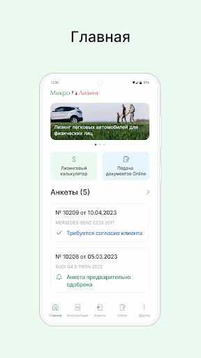 Android application Микро Лизинг screenshort