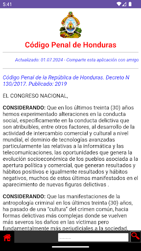 Android application Código Penal de Honduras screenshort