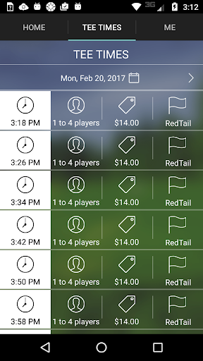 RedTail Golf Center Tee Times Screen 3