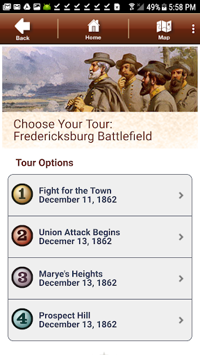 Fredericksburg Battle App Screen 3