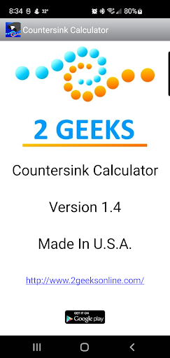 Countersink Calculator Screen 2