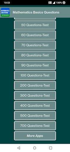 Mathematics Basics Questions Screen 2