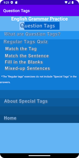 English Question Tag Practice Screen 2