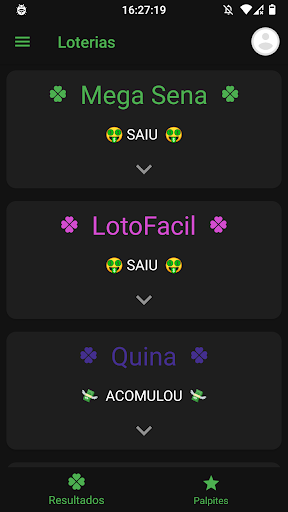 Android application Resultados da Loteria screenshort