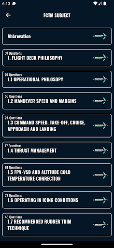 Android application AVIATION B-737 Questionbank screenshort