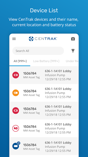 Android application CenTrak Connect Pulse™ Mobile screenshort