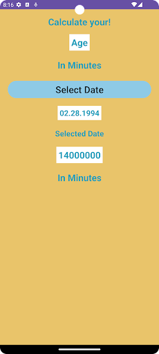 Android application AgeInMinutes screenshort