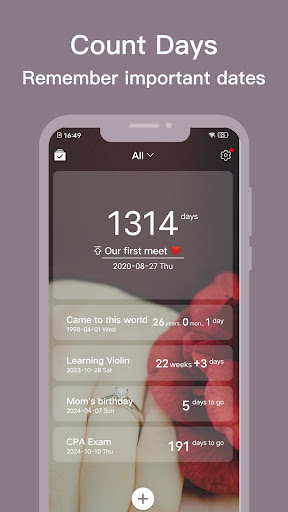 Android application Count Days: Event cards screenshort