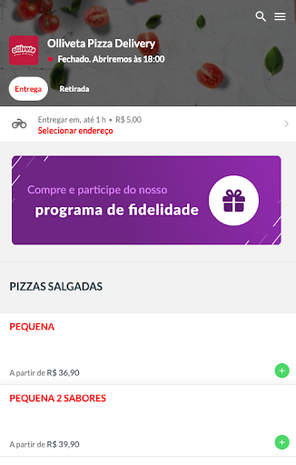 Android application Olliveta Pizza Delivery screenshort