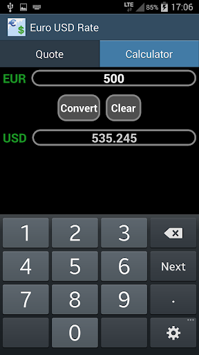 Euro / USD Rate Screen 3