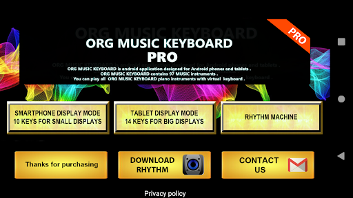 Screenshot of ORG music keyboard PRO