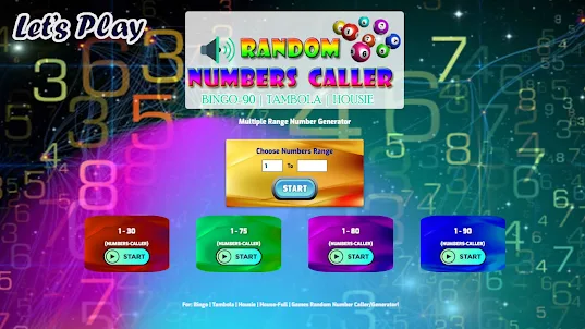 Random Numbers Caller | Housie