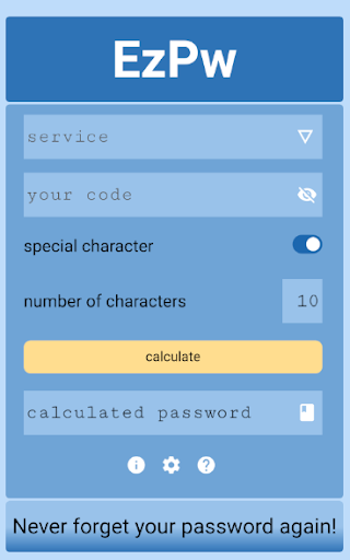 Android application password generator - EzPw pro screenshort