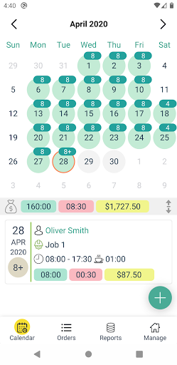 Android application Work Log - Work Hours screenshort