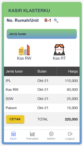 Android application Kasir Klasterku screenshort