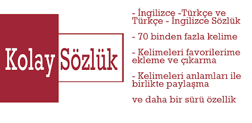 Kolay Sözlük İngilizce Türkçe