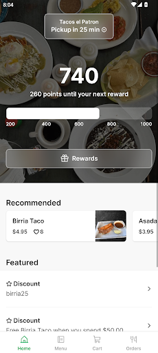 Android application Tacos el Patron screenshort