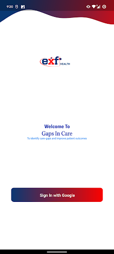 Android application EXF Gaps in Care screenshort
