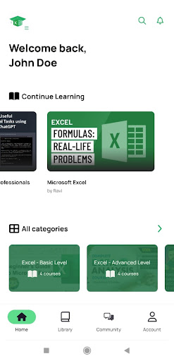 VistaCourses: Excel Up Now Screen 2