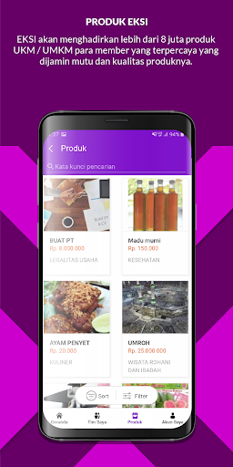 Android application EKSI - UMKM Online Pintar Past screenshort